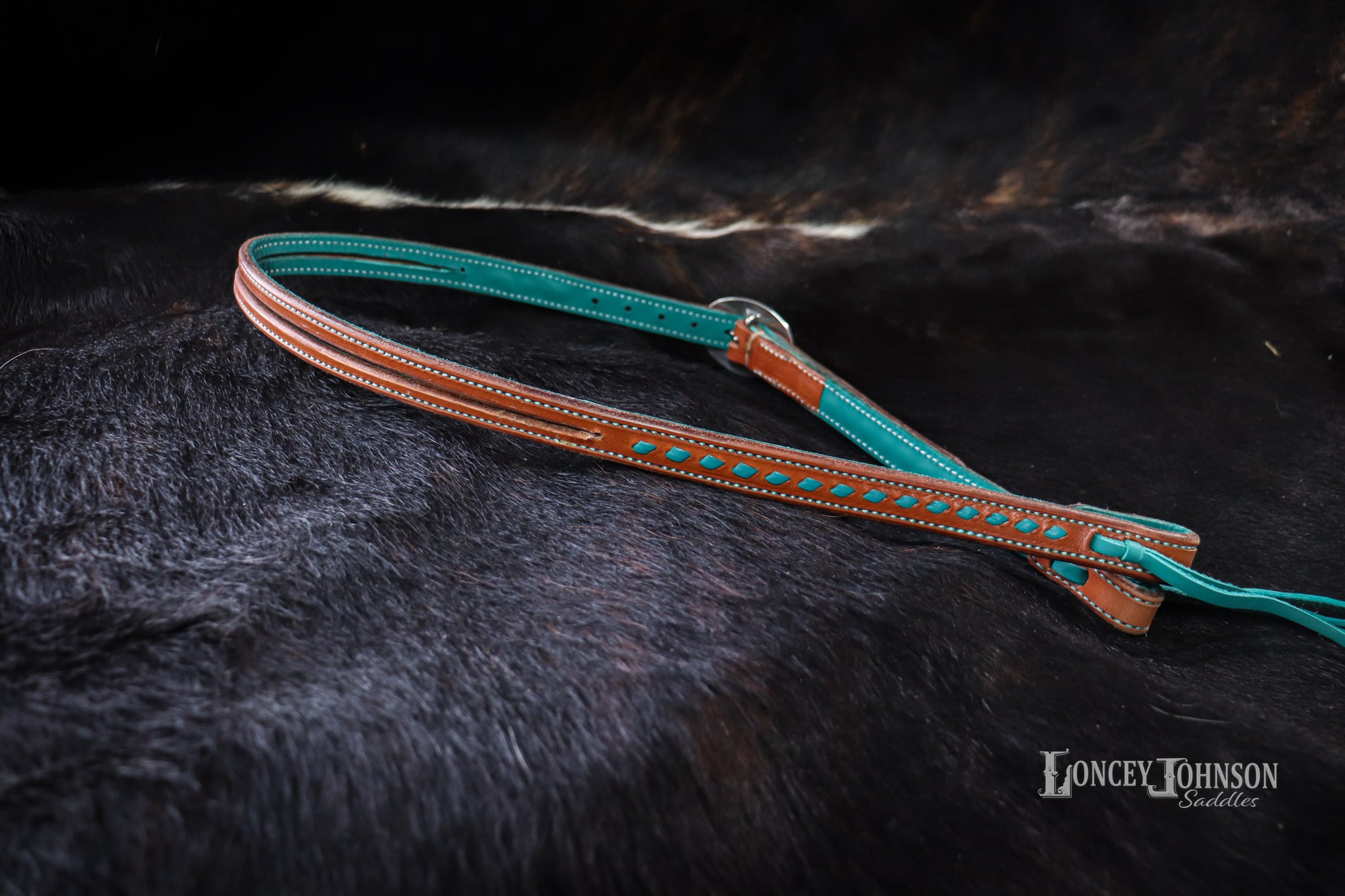 Split Ear Bridle With Turquoise Buck Stitch