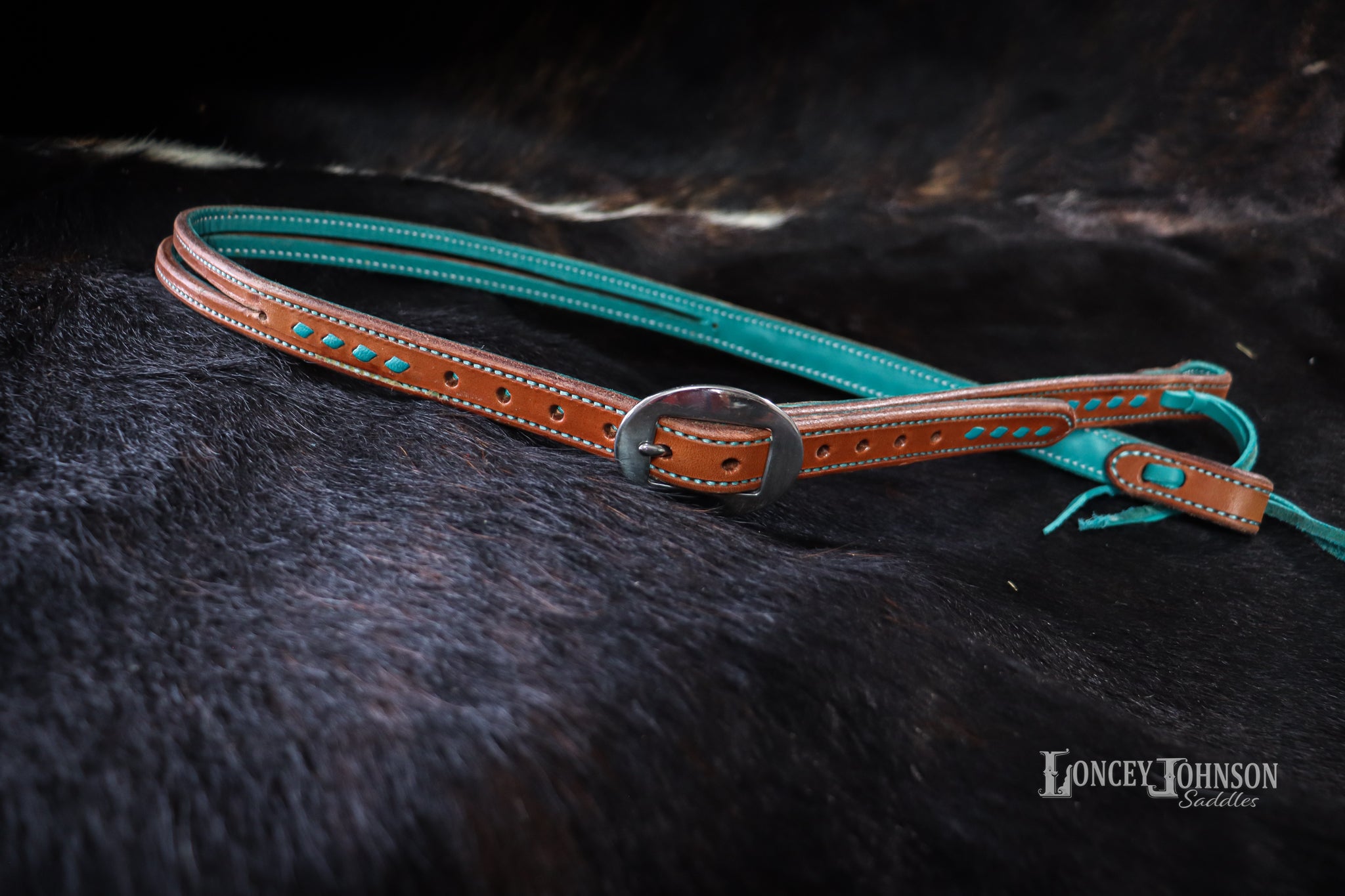 Split Ear Bridle With Turquoise Buck Stitch