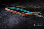 Load image into Gallery viewer, Split Ear Bridle With Turquoise Buck Stitch
