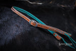 Load image into Gallery viewer, Split Ear Bridle With Turquoise Buck Stitch

