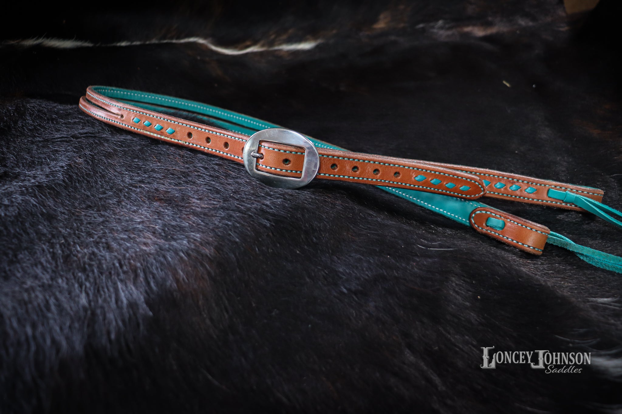 Split Ear Bridle With Turquoise Buck Stitch