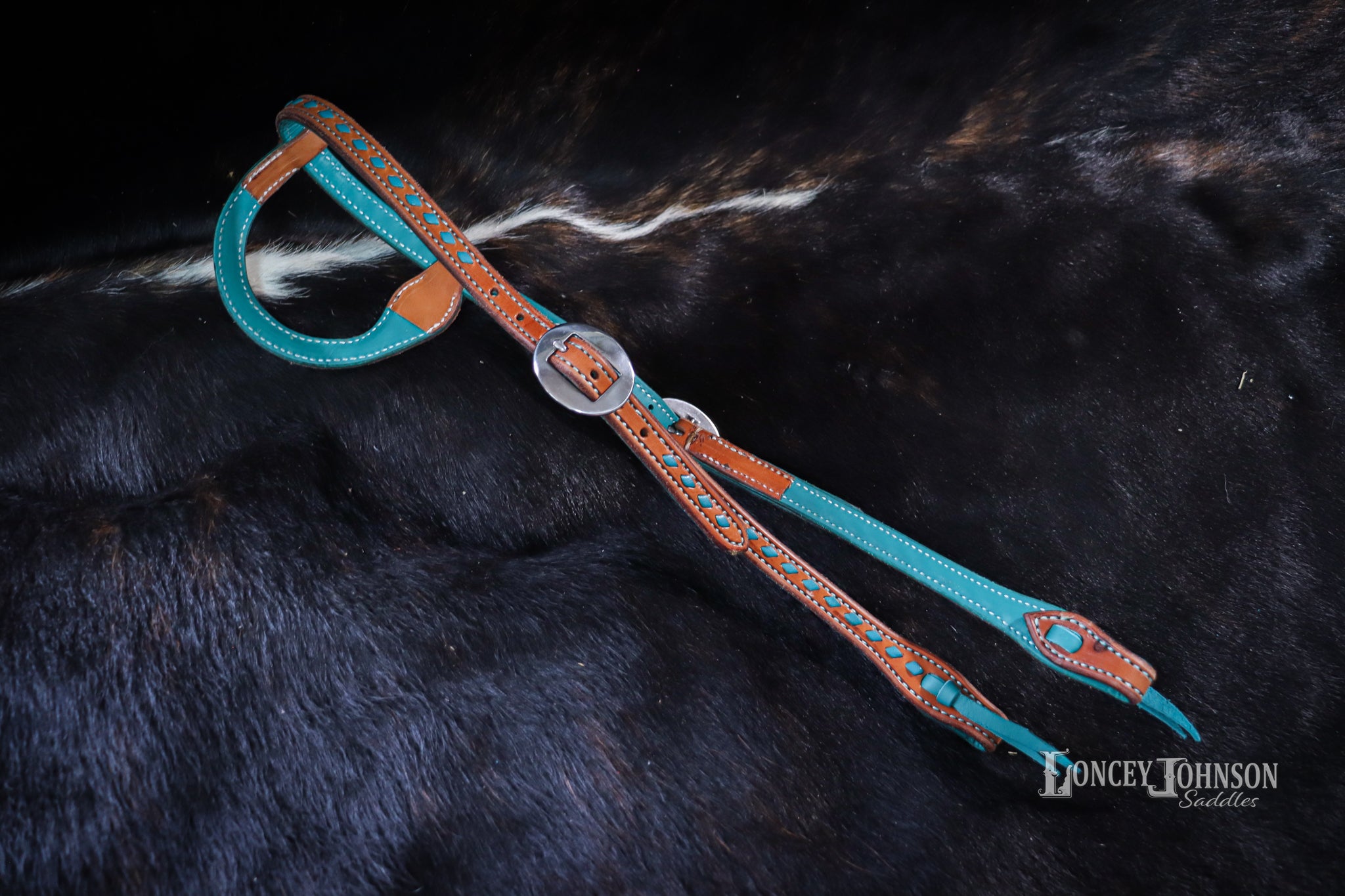 Loop Ear Bridle With Turquoise Buck Stitch