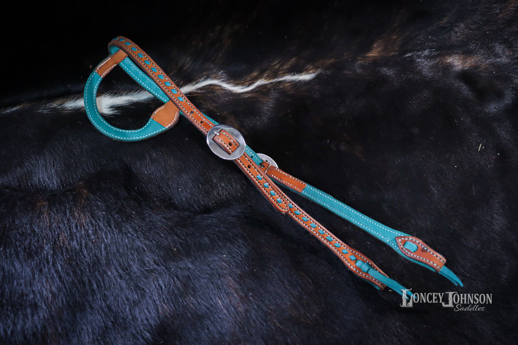 Loop Ear Bridle With Turquoise Buck Stitch