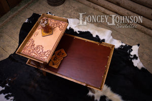 Hand Tooled Leather Lined Coffee Table