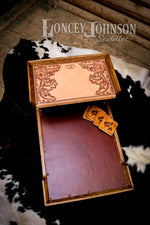 Load image into Gallery viewer, Hand Tooled Leather Lined Coffee Table
