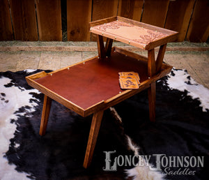 Hand Tooled Leather Lined Coffee Table