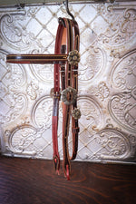 Load image into Gallery viewer, Premium Italian Leather Brow Band Headstall with Bronze Flower Conchos
