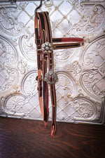 Load image into Gallery viewer, Premium Italian Leather Brow Band Headstall with Bronze Flower Conchos
