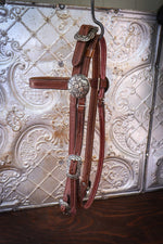 Load image into Gallery viewer, Brow Band Headstall with Poll adjustment &amp; Bronze Cast Buckles
