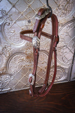 Load image into Gallery viewer, Brow Band Headstall with Poll adjustment &amp; Bronze Cast Buckles
