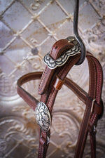 Load image into Gallery viewer, Brow Band Headstall with Poll adjustment &amp; Bronze Cast Buckles
