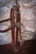 Load image into Gallery viewer, Brow Band Headstall with Poll adjustment &amp; Bronze Cast Buckles
