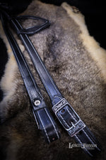 Load image into Gallery viewer, Black Loop Ear Bridle with Poll Buckls
