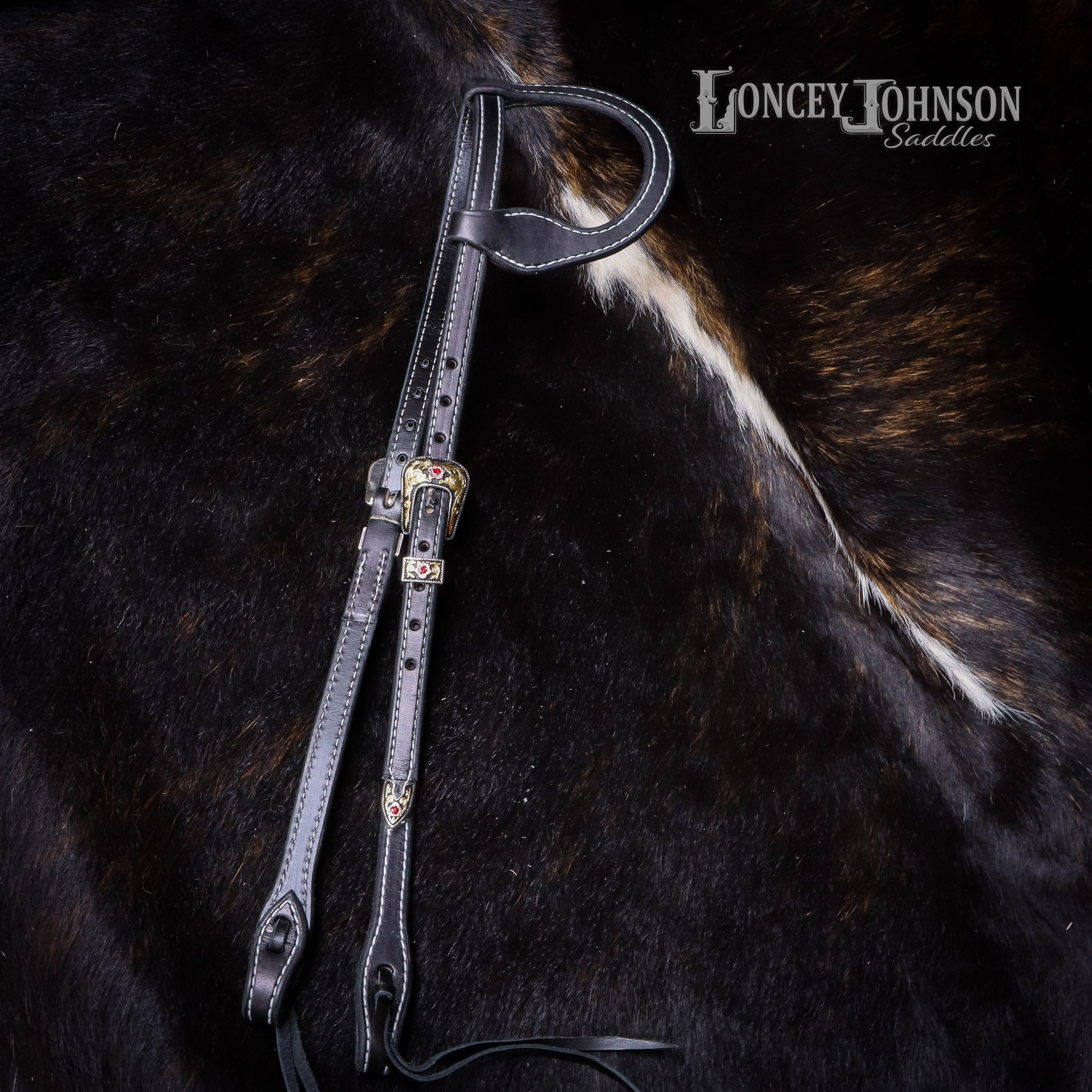 Black Leather Loup Ear Bridle