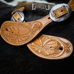 Load image into Gallery viewer, Floral Tooled Spur Straps
