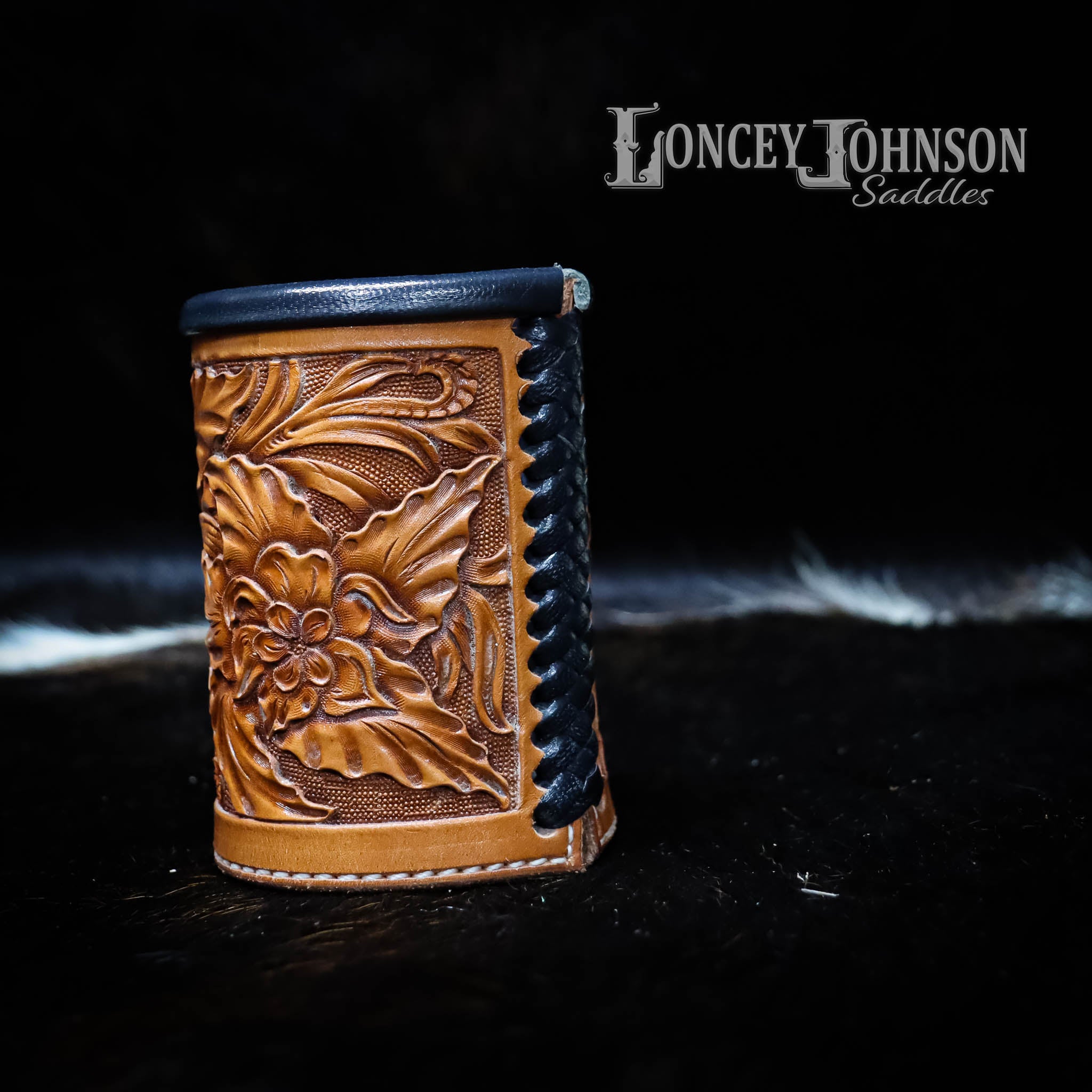 Hand Tooled Leather Can Koozie