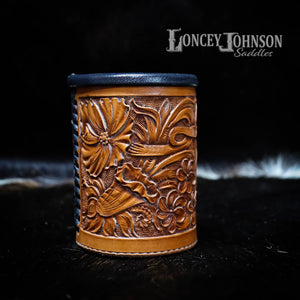 Hand Tooled Leather Can Koozie
