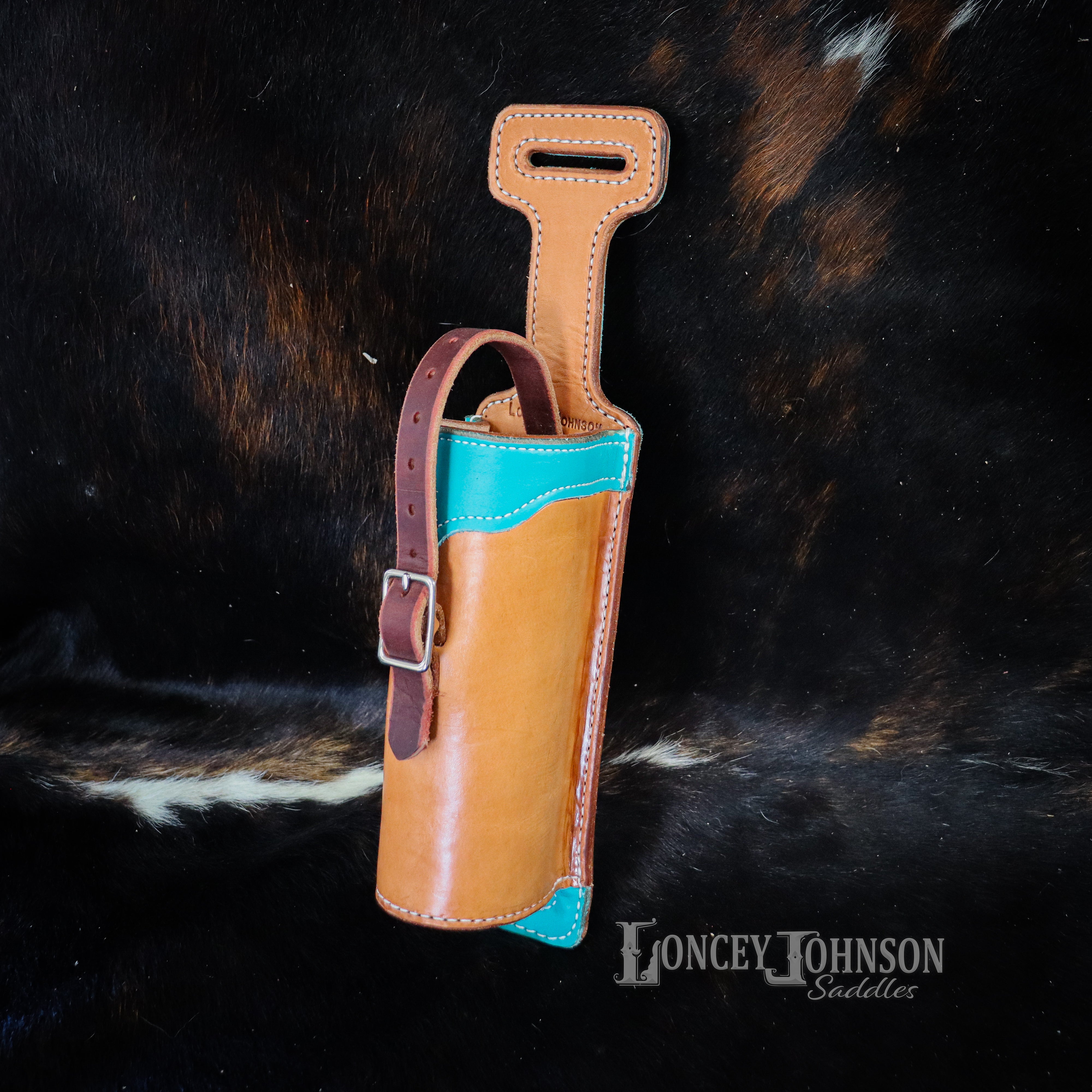 Saddle Water Bottle Holder with Turquoise accents