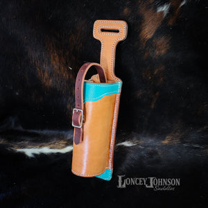 Saddle Water Bottle Holder with Turquoise accents