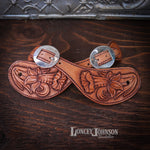 Load image into Gallery viewer, Hand Tooled Daffodil "Switchback" Spur Straps

