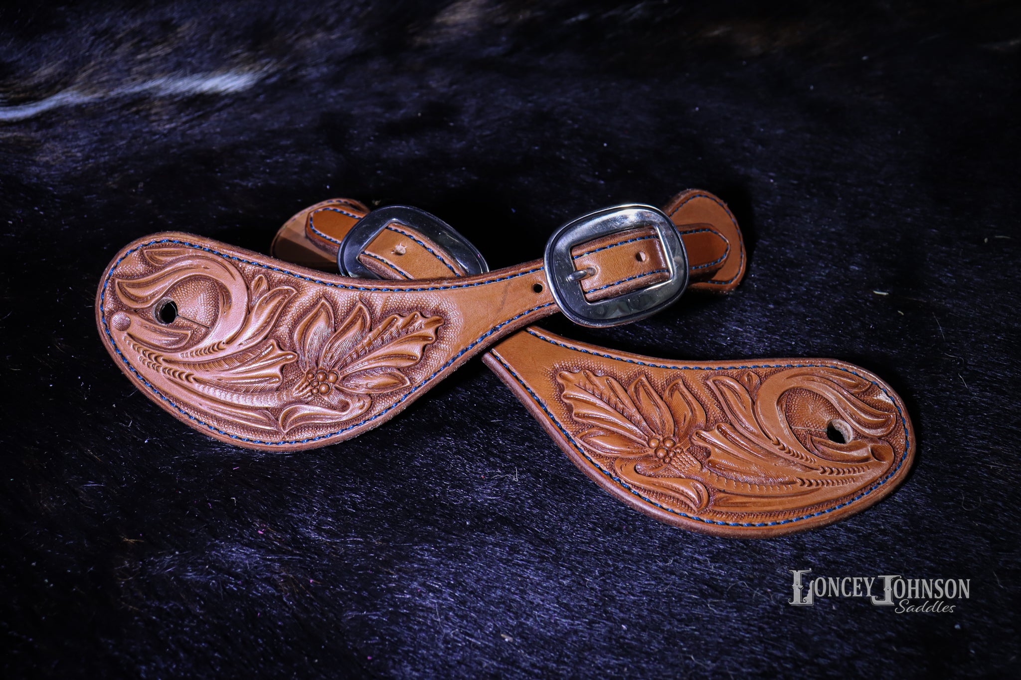 Floral Hand Tooled Spur Straps