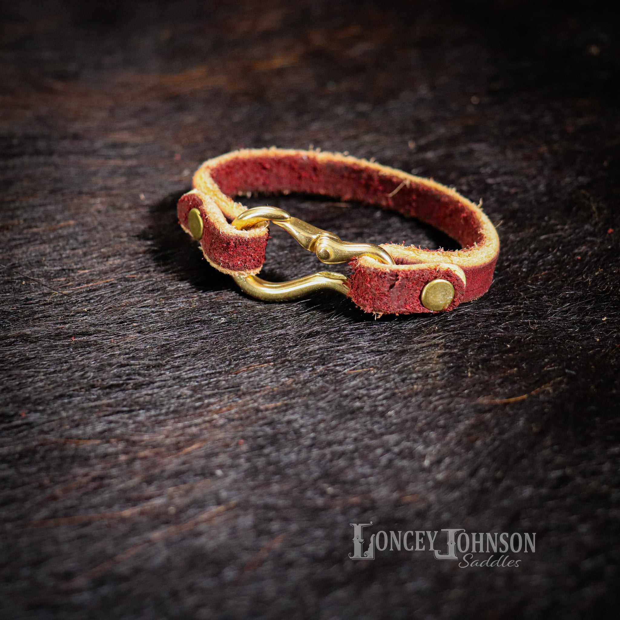Leather Bracelet with Brass Snaps