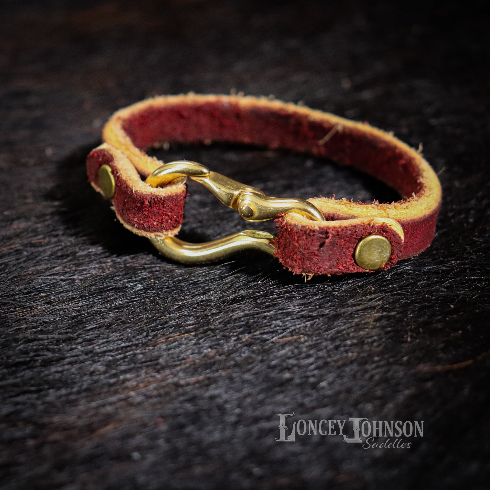 Leather Bracelet with Brass Snaps
