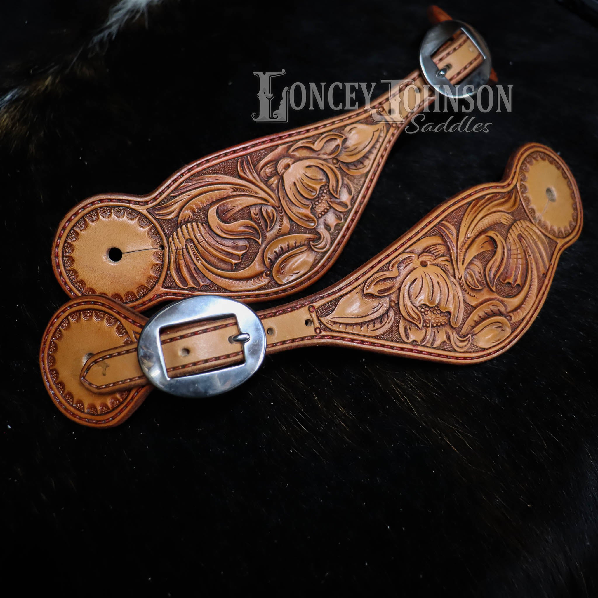 Floral Tooled Spur Straps